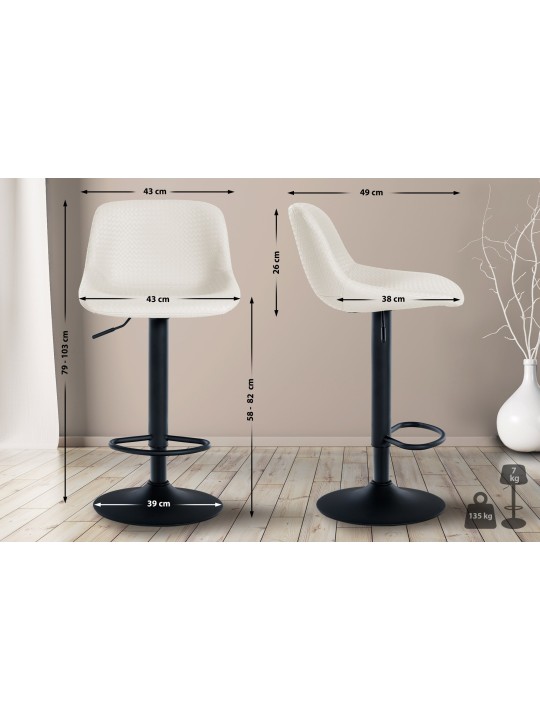 Tabouret de bar Loft simili cuir, crème