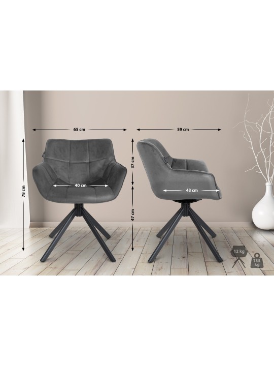 Chaise Westport Velours, gris Chaise Westport Velours, gris