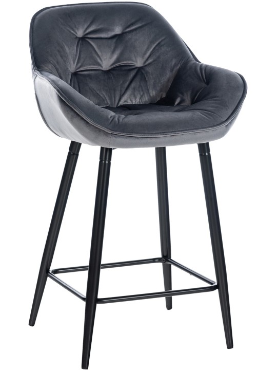 Tabouret de bar Gibson 76 velours, gris foncé Tabouret de bar Gibson 76 velours, gris foncé