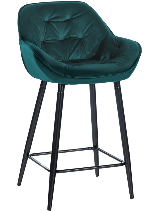 Tabouret de bar Gibson 76 velours, vert foncé