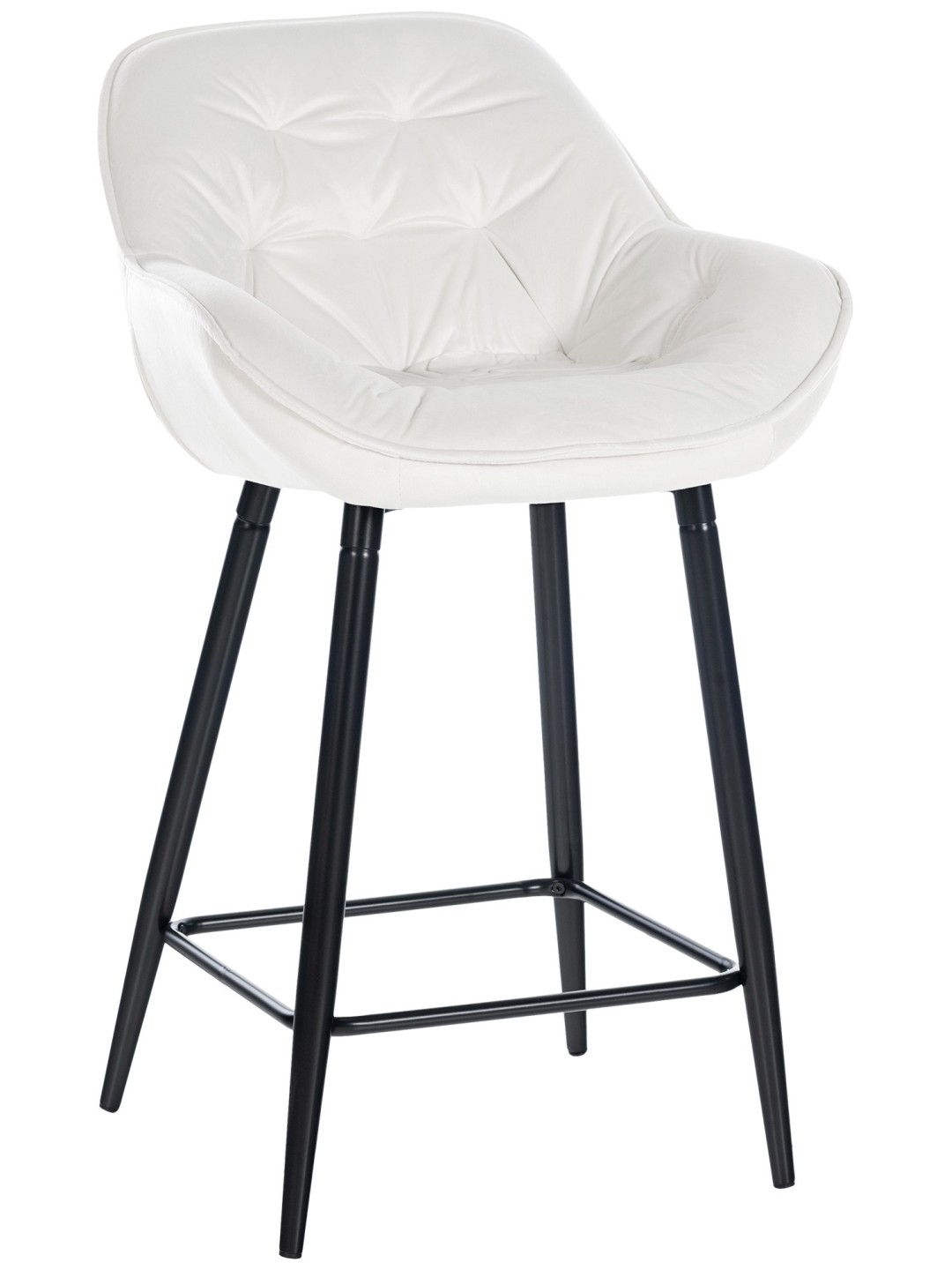 Tabouret de bar Gibson 76 velours, blanc crème