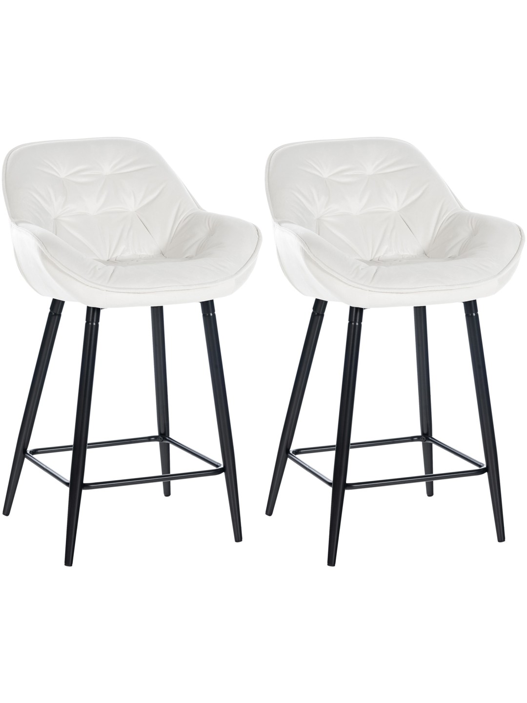 Lot de 2 tabourets de bar Gibson 76 velours, blanc crème
