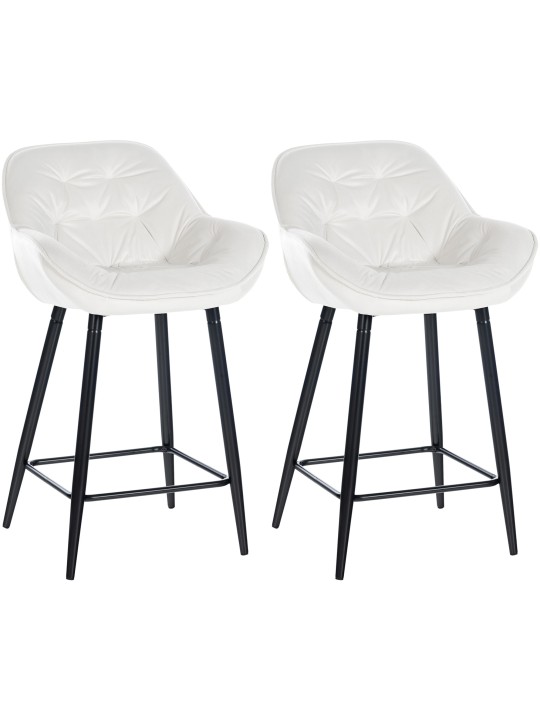 Lot de 2 tabourets de bar Gibson 76 velours, blanc crème