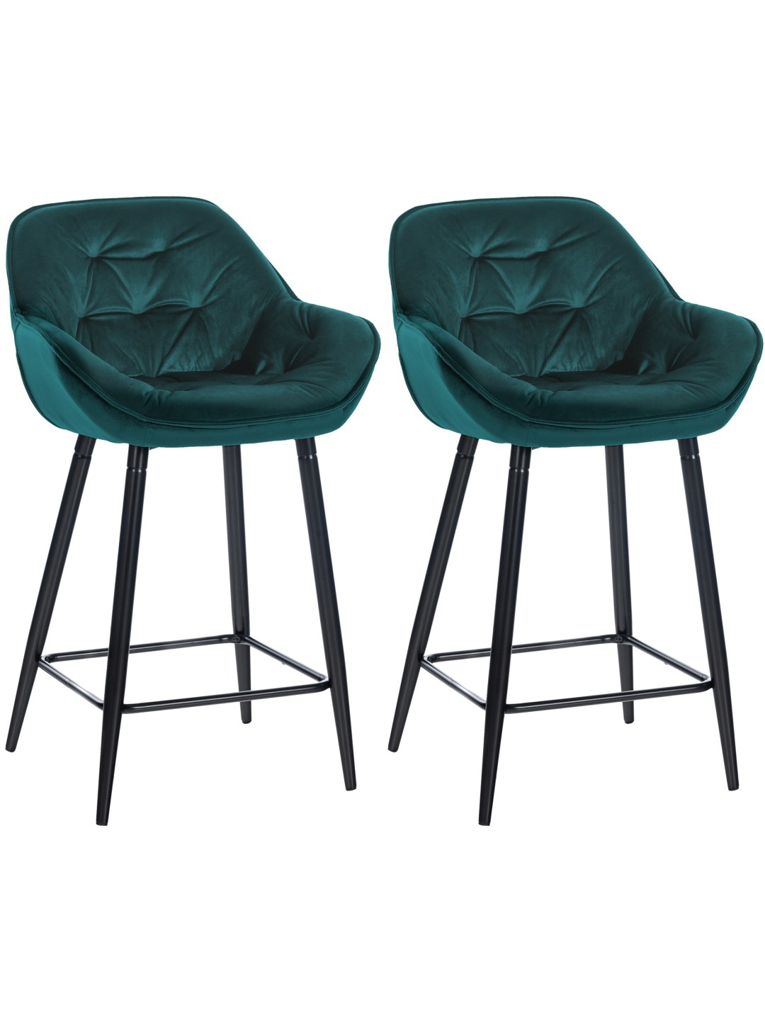 Lot de 2 tabourets de bar Gibson 76 velours, vert foncé