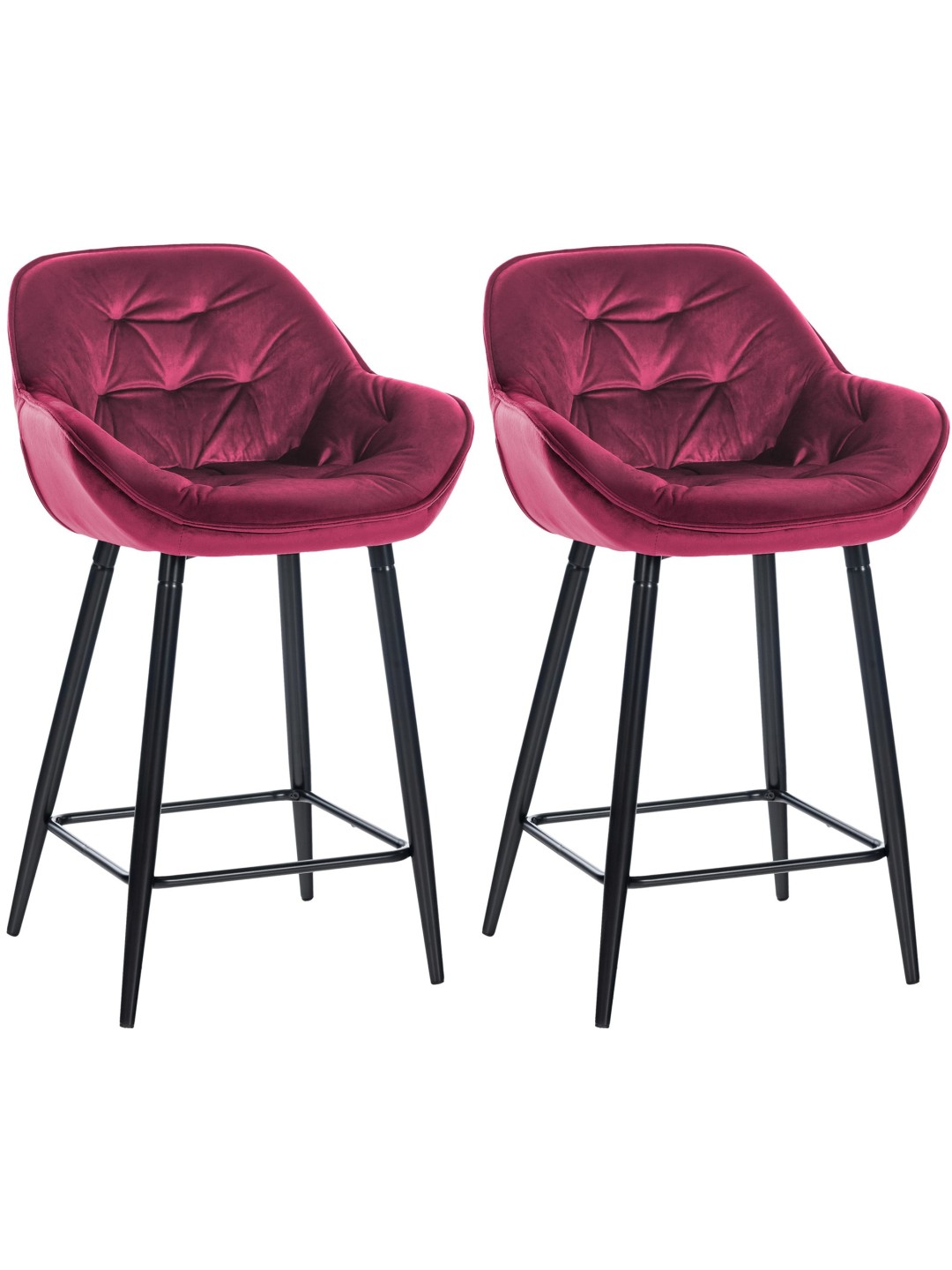 Lot de 2 tabourets de bar Gibson 76 velours, lilas