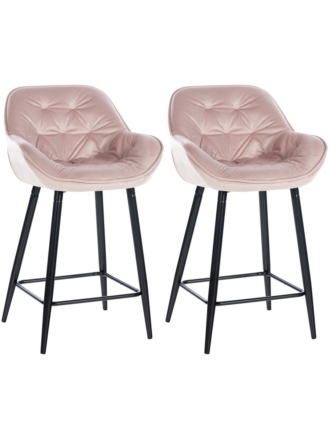 Lot de 2 tabourets de bar Gibson 76 velours, rose