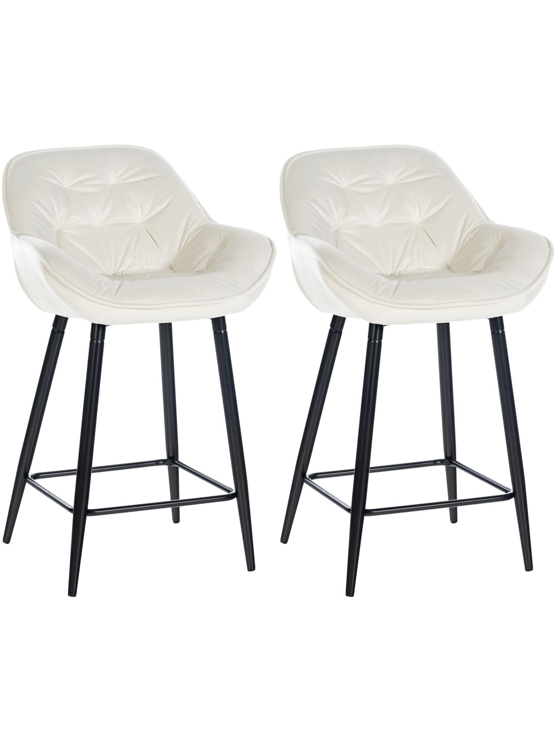 Lot de 2 tabourets de bar Gibson 76 velours, crème
