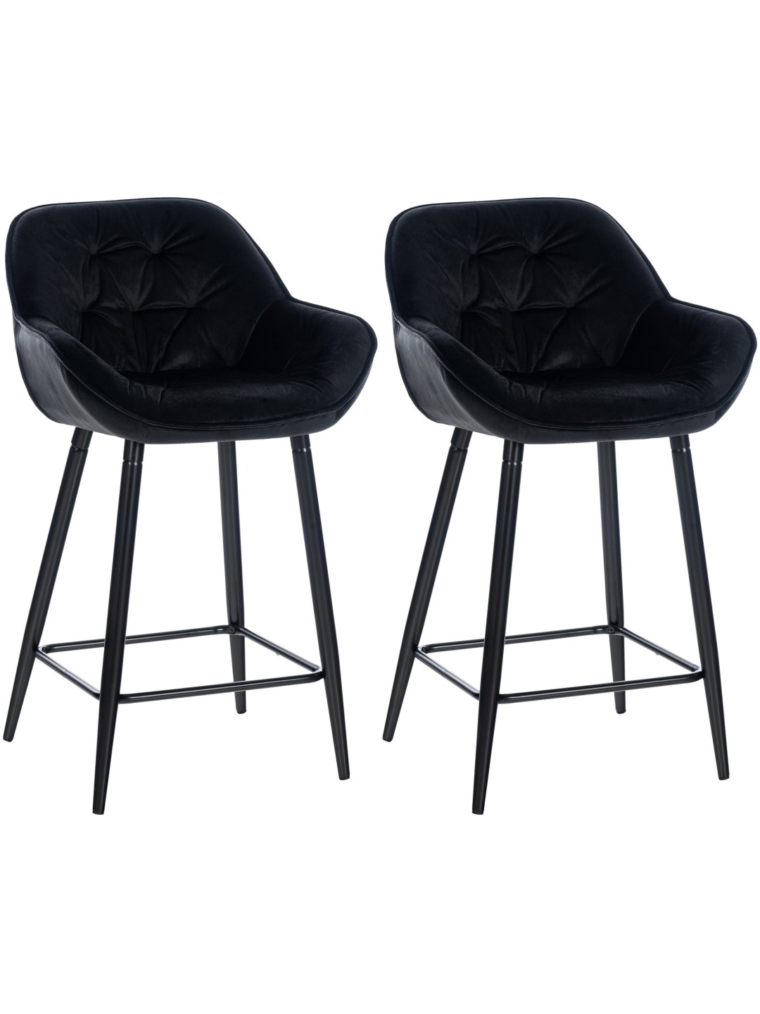 Lot de 2 tabourets de bar Gibson 76 velours, noir