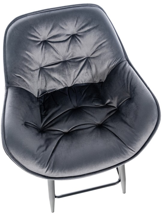 Lot de 2 tabourets de bar Gibson 76 velours, gris foncé