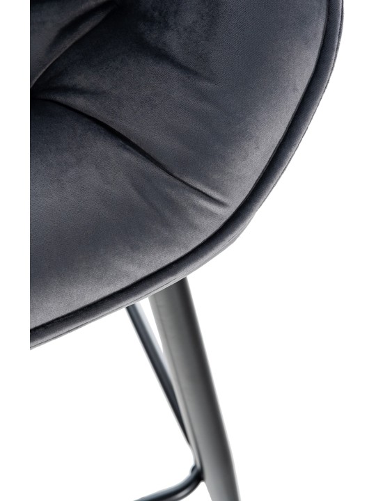 Lot de 2 tabourets de bar Gibson 76 velours, gris foncé