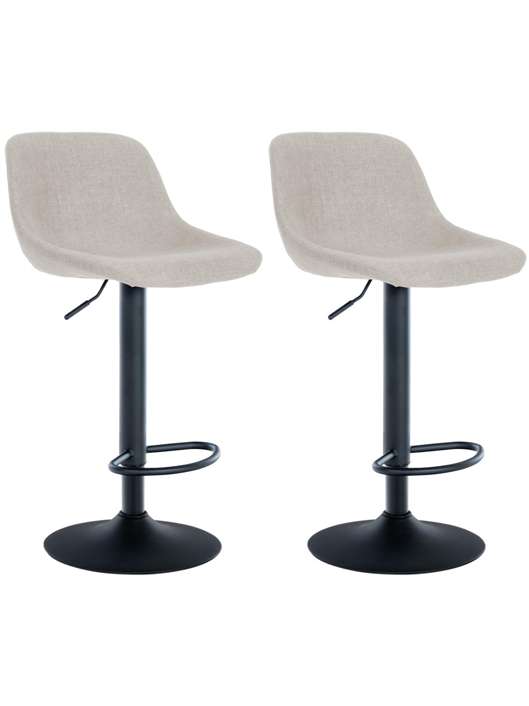 Lot de 2 tabourets de bar loft tissu, crème
