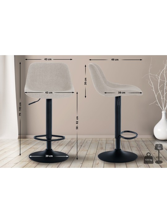Lot de 2 tabourets de bar loft tissu, crème Lot de 2 tabourets de bar loft tissu, crème