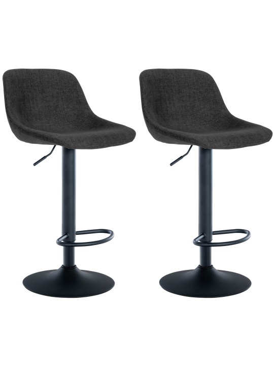 Lot de 2 tabourets de bar loft tissu, noir Lot de 2 tabourets de bar loft tissu, noir