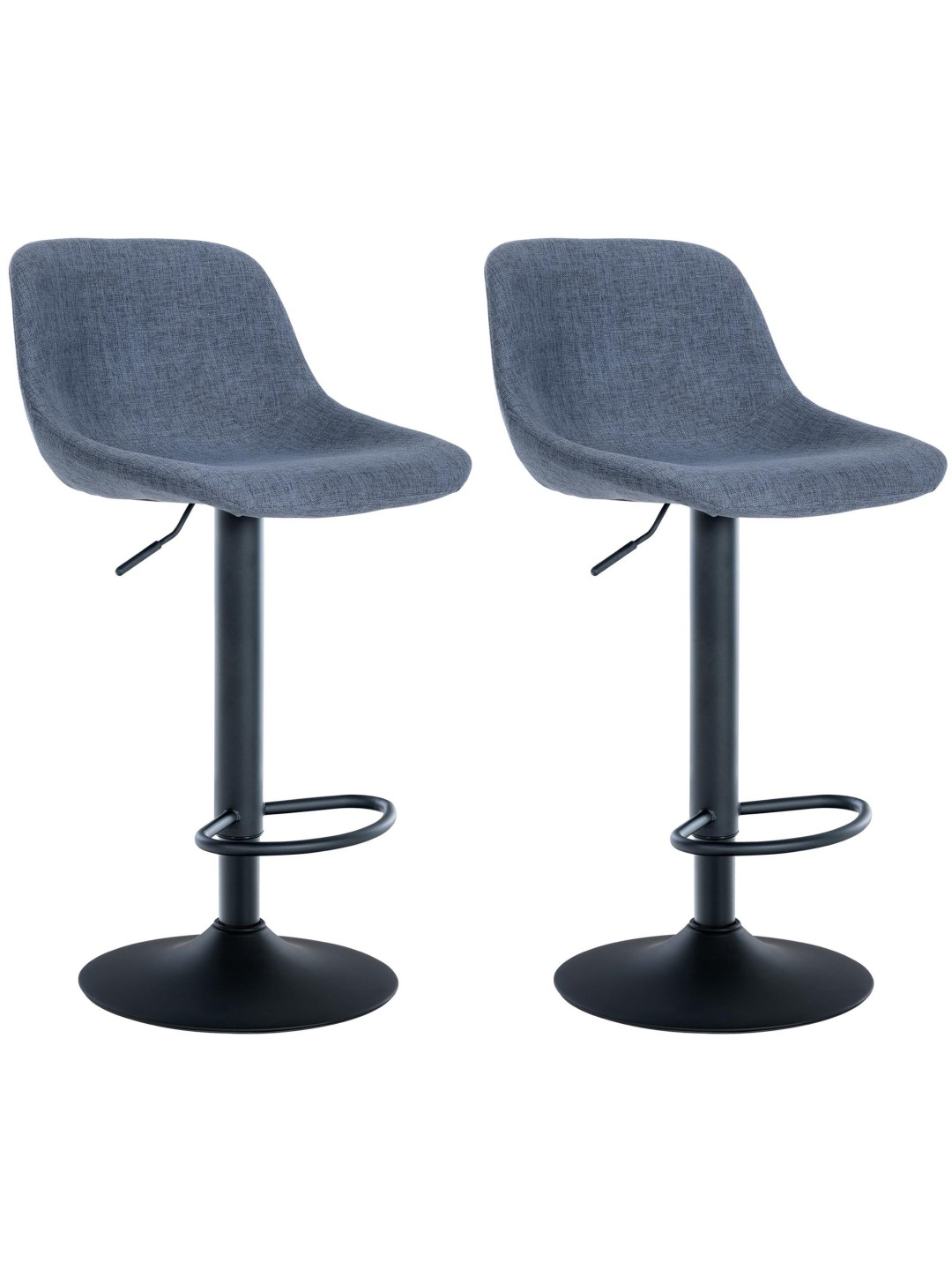 Lot de 2 tabourets de bar loft tissu, bleu