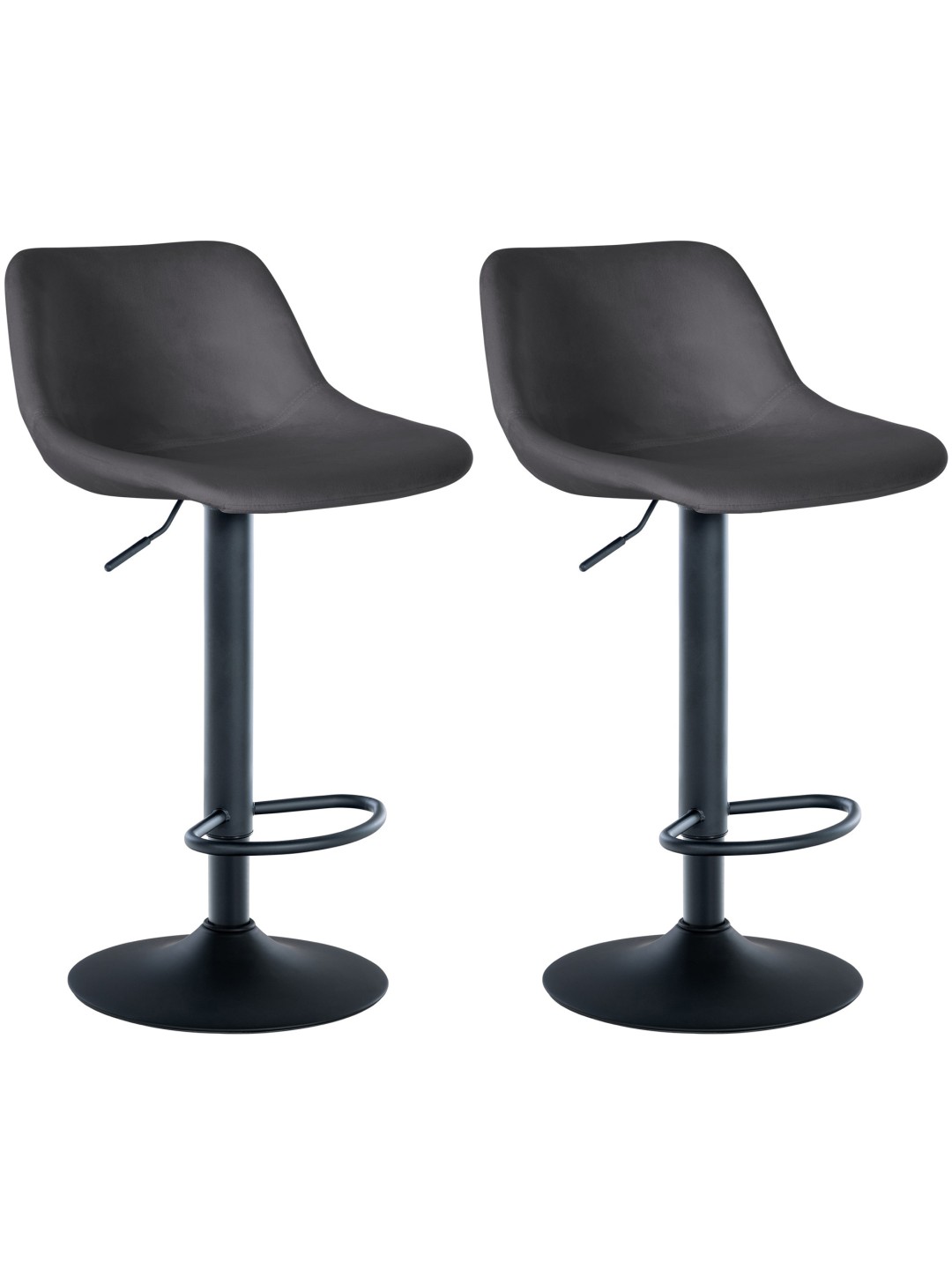 Lot de 2 tabourets de bar loft velours, gris foncé
