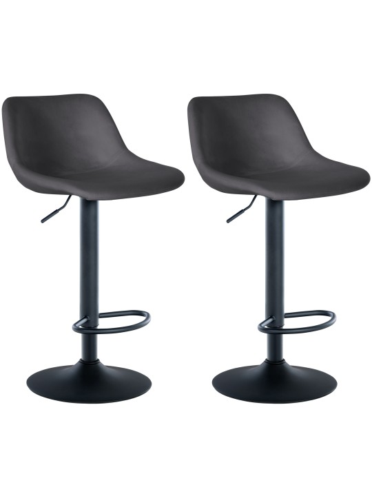 Lot de 2 tabourets de bar loft velours, gris foncé