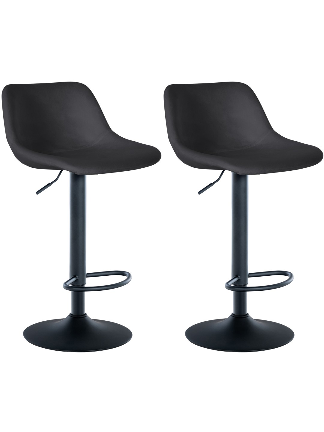 Lot de 2 tabourets de bar loft velours, noir
