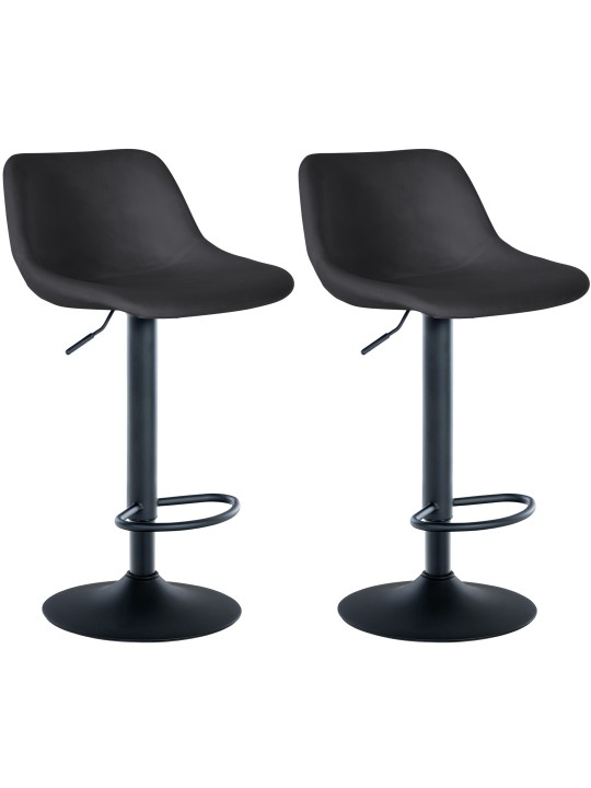 Lot de 2 tabourets de bar loft velours, noir