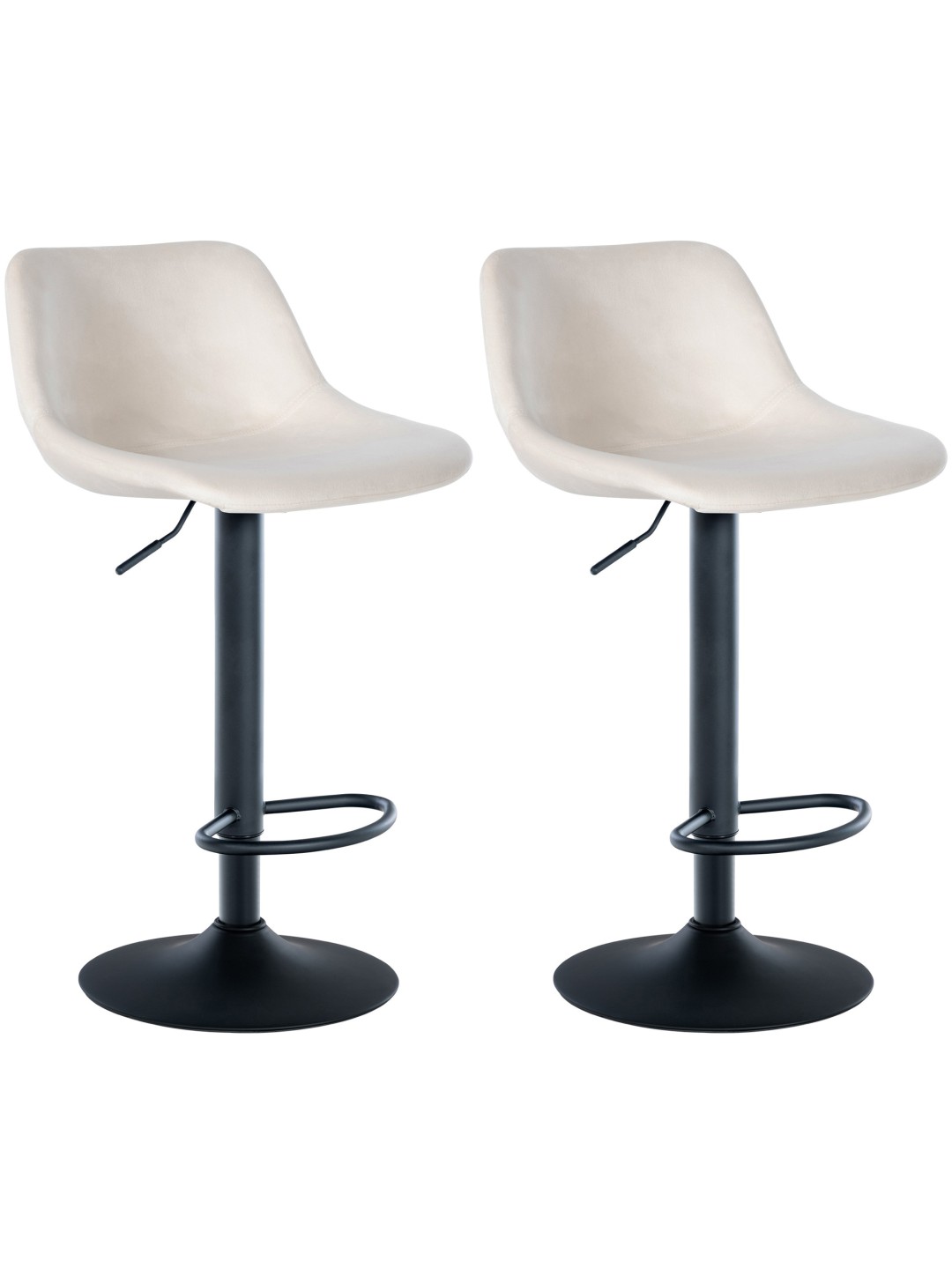 Lot de 2 tabourets de bar loft velours, crème