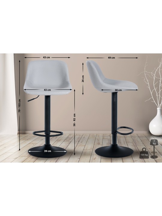 Lot de 2 tabourets de bar Loft simili cuir, gris Lot de 2 tabourets de bar Loft simili cuir, gris