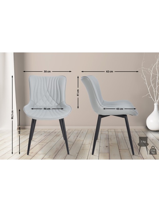 Chaise Brady simili cuir, gris