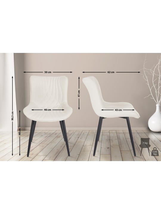 Chaise Brady velours, crème