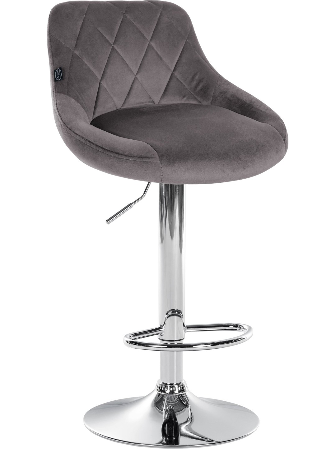 Tabouret de bar Lazio velours chrome, gris
