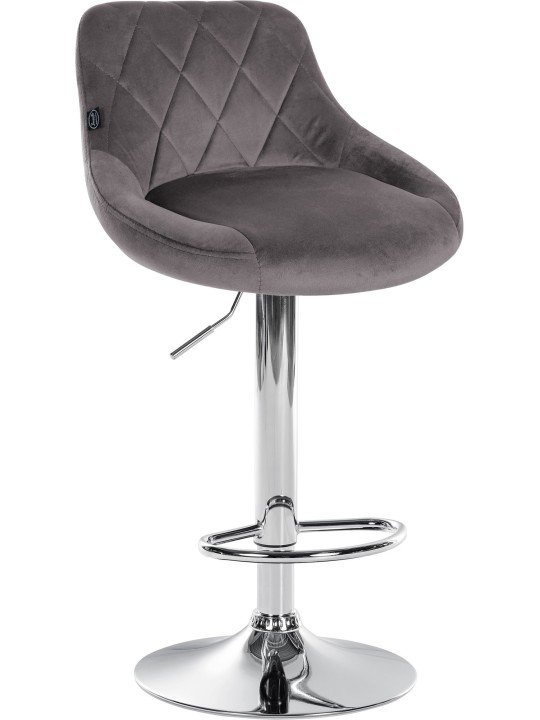 Tabouret de bar Lazio velours chrome, gris Tabouret de bar Lazio velours chrome, gris