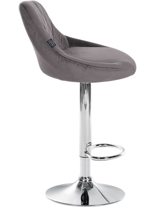 Tabouret de bar Lazio velours chrome, gris Tabouret de bar Lazio velours chrome, gris