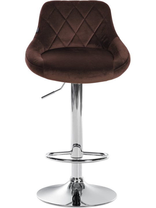 Tabouret de bar Lazio velours chrome, brun