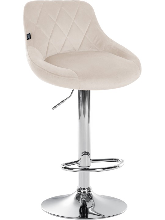 Tabouret de bar Lazio velours chrome, crème