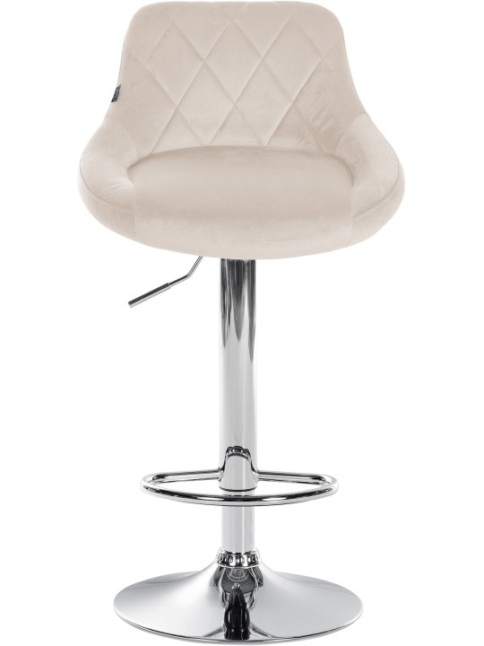 Tabouret de bar Lazio velours chrome, crème
