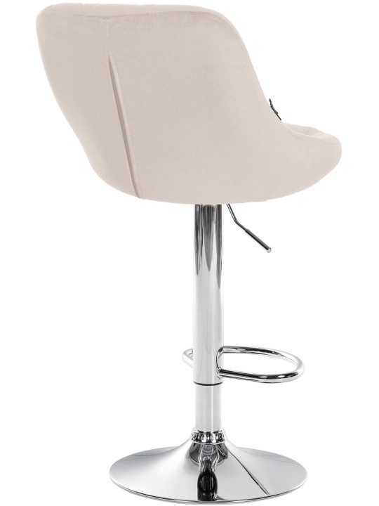 Tabouret de bar Lazio velours chrome, crème
