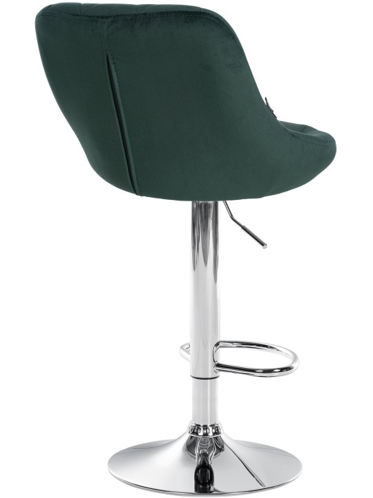 Tabouret de bar Lazio velours chrome, vert foncé