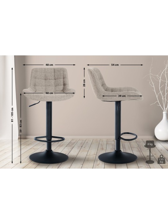 Tabouret de bar Tover tissu, taupe
