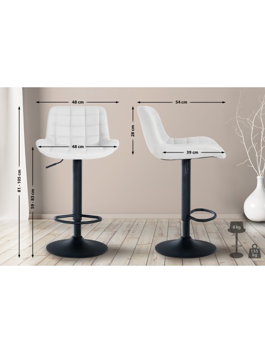 Tabouret de bar Tover simili cuir, blanc Tabouret de bar Tover simili cuir, blanc