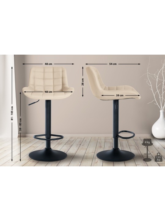 Tabouret de bar Tover simili cuir, crème