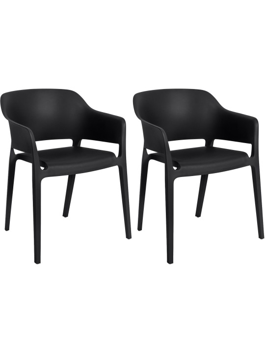 Lot de 2 chaises empilables Puebla, noir Lot de 2 chaises empilables Puebla, noir