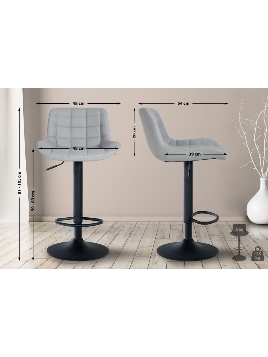 Lot de 2 tabourets de bar Tover simili cuir, gris