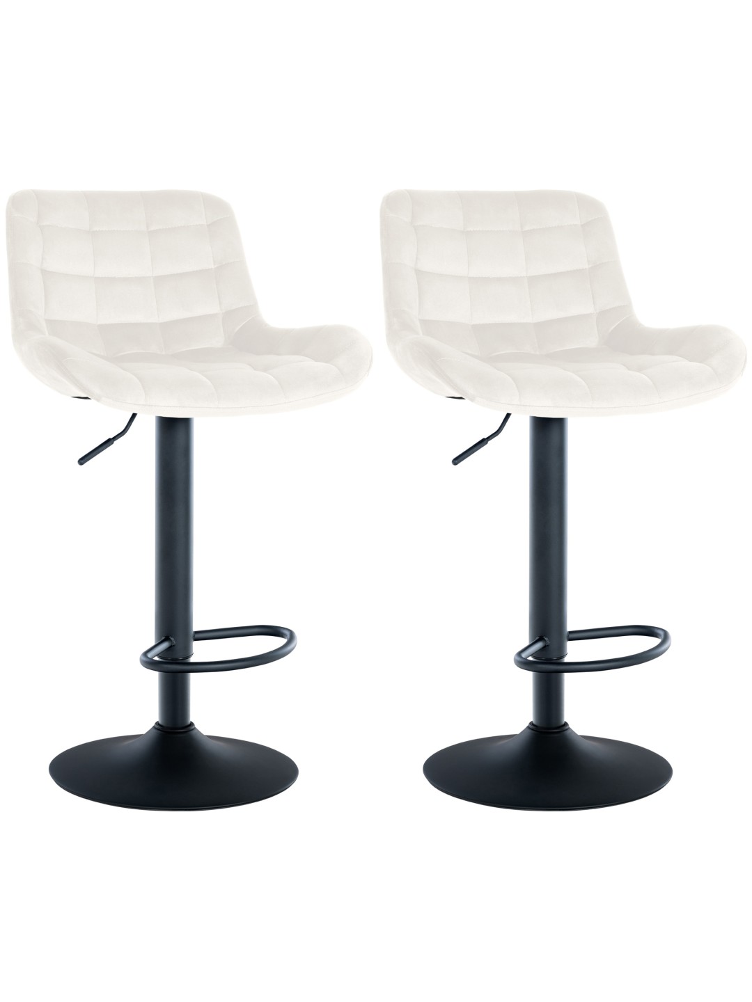 Lot de 2 tabourets de bar Tover velours, crème