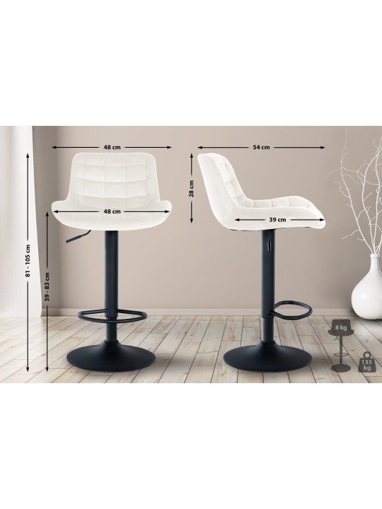 Lot de 2 tabourets de bar Tover velours, crème