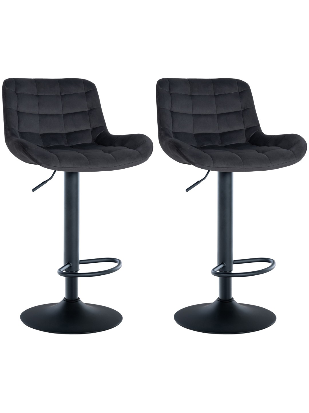 Lot de 2 tabourets de bar Tover velours, noir