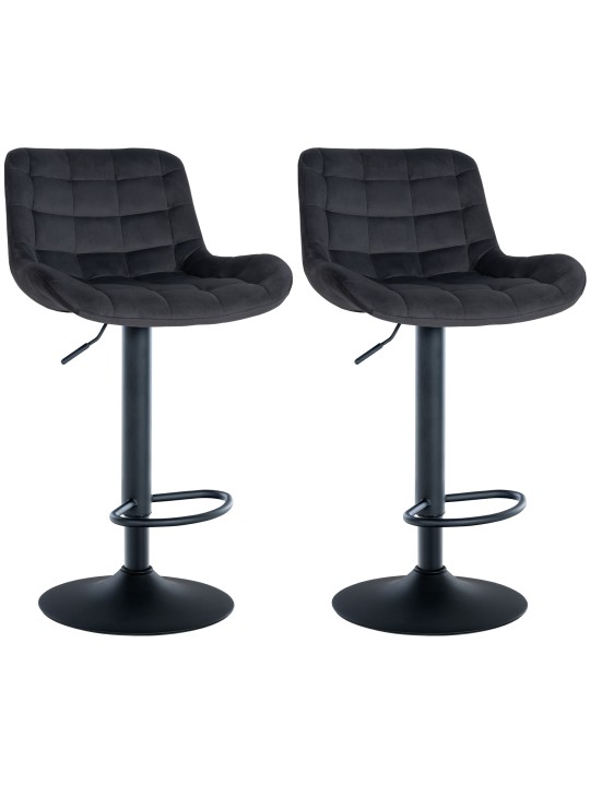 Lot de 2 tabourets de bar Tover velours, noir