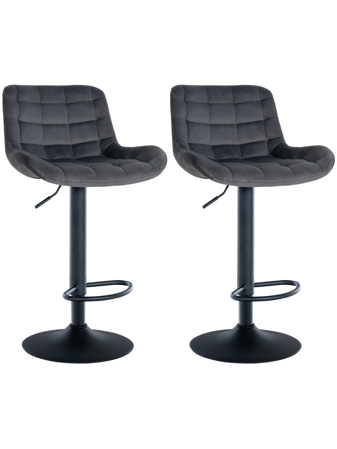 Lot de 2 tabourets de bar Tover velours, gris foncé