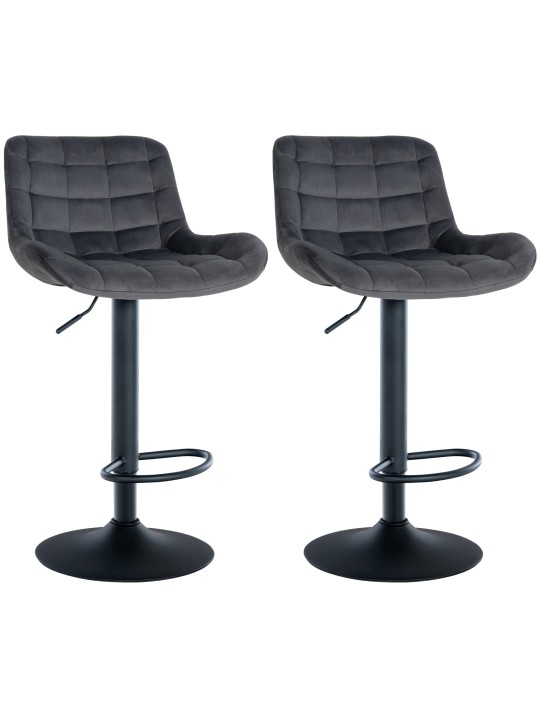 Lot de 2 tabourets de bar Tover velours, gris foncé