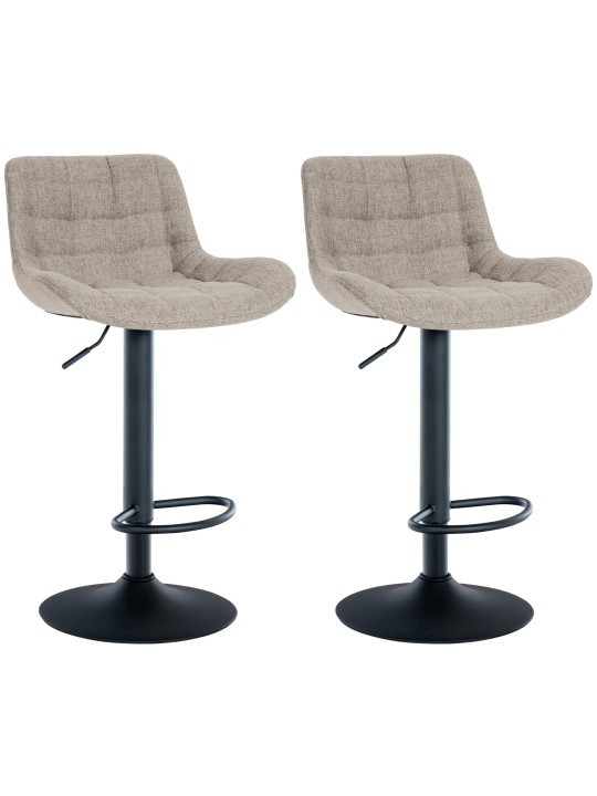 Lot de 2 tabourets de bar Tover tissu, taupe