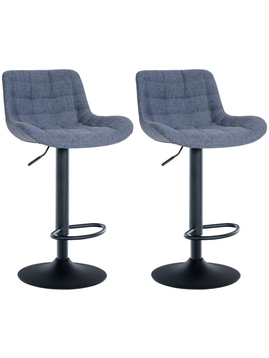 Lot de 2 tabourets de bar Tover tissu, bleu