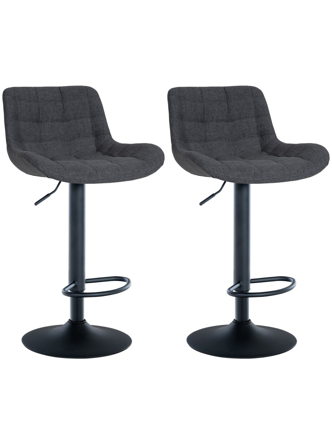Lot de 2 tabourets de bar Tover tissu, noir