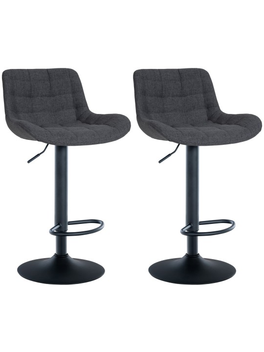 Lot de 2 tabourets de bar Tover tissu, noir