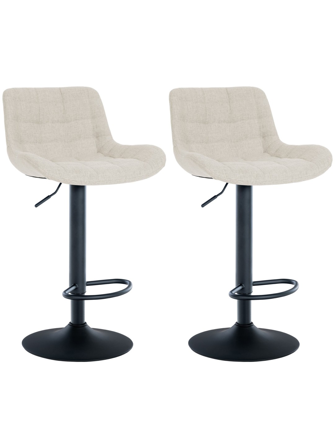 Lot de 2 tabourets de bar Tover tissu, crème